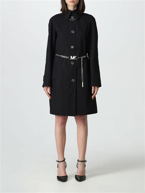 michael kors black white embroiderd coat|Michael Kors black trench coat.